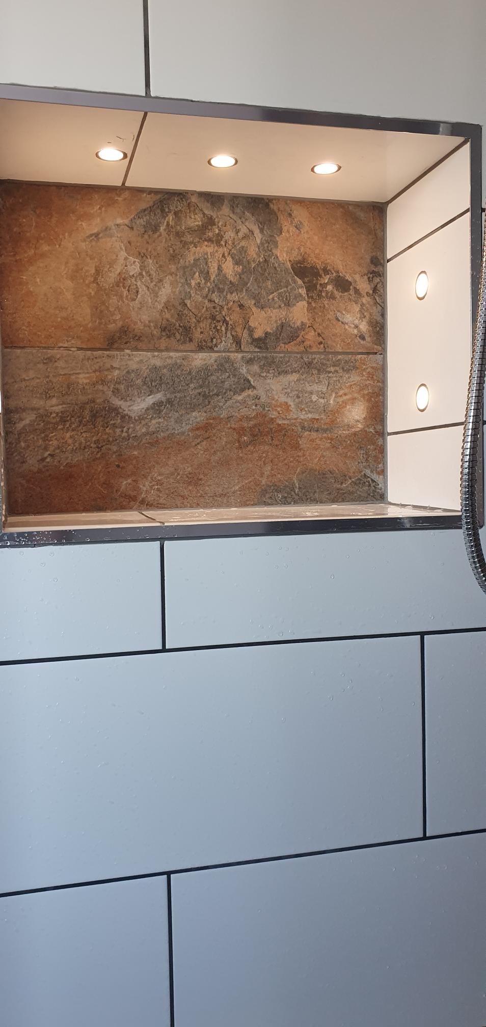 illuminated recess, natural slate tiles
