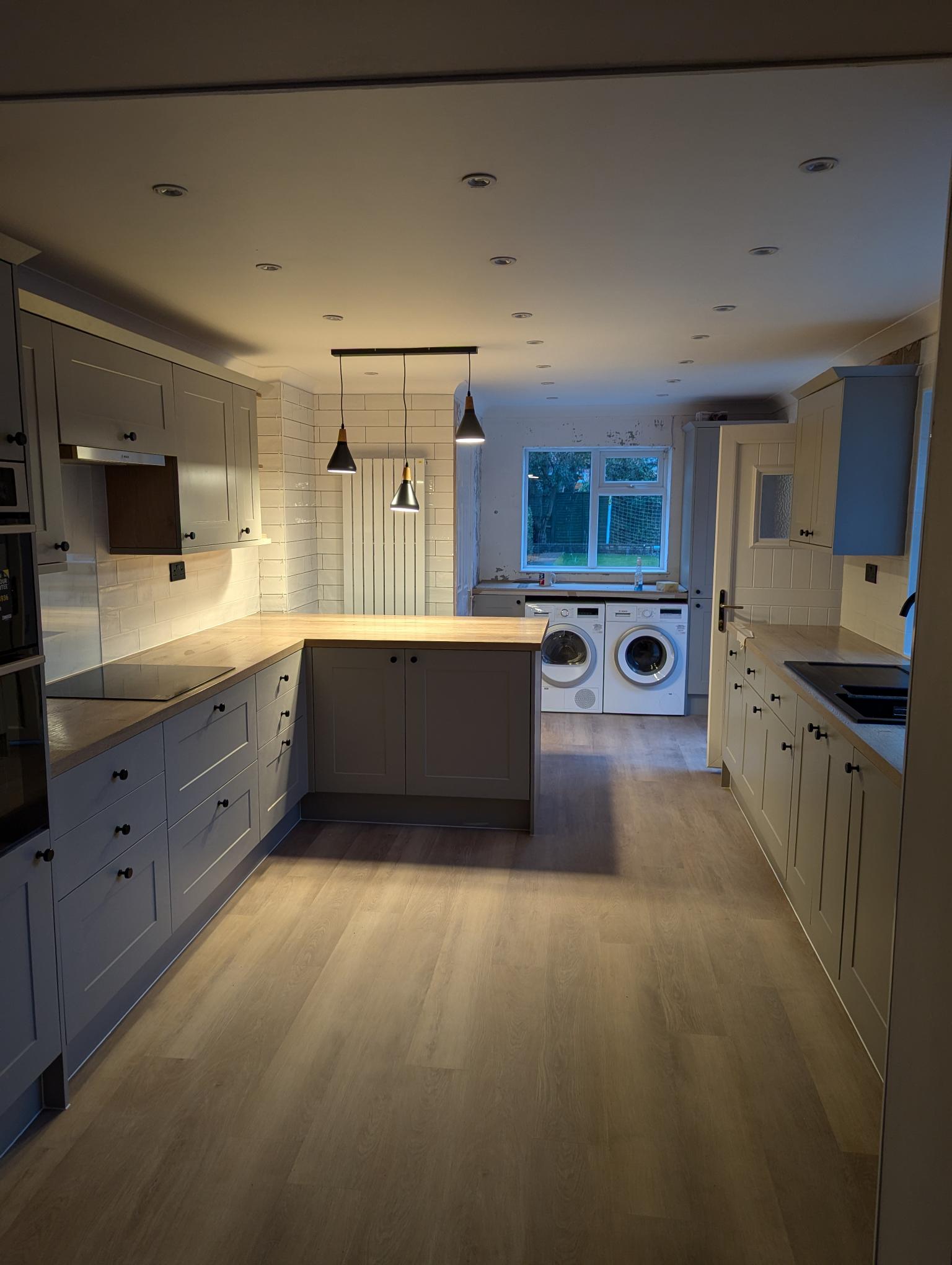 Darlington kitchen installation, LVT flooring, Wall removal, Kitchen design, Tiling